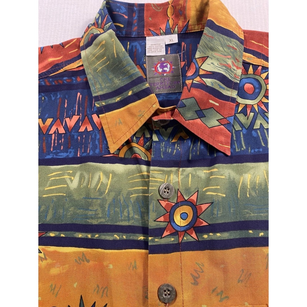 The Territory Ahead XL Southwest Aztec Shirt Bold Print Cotton Button Up - Picture 10 of 12